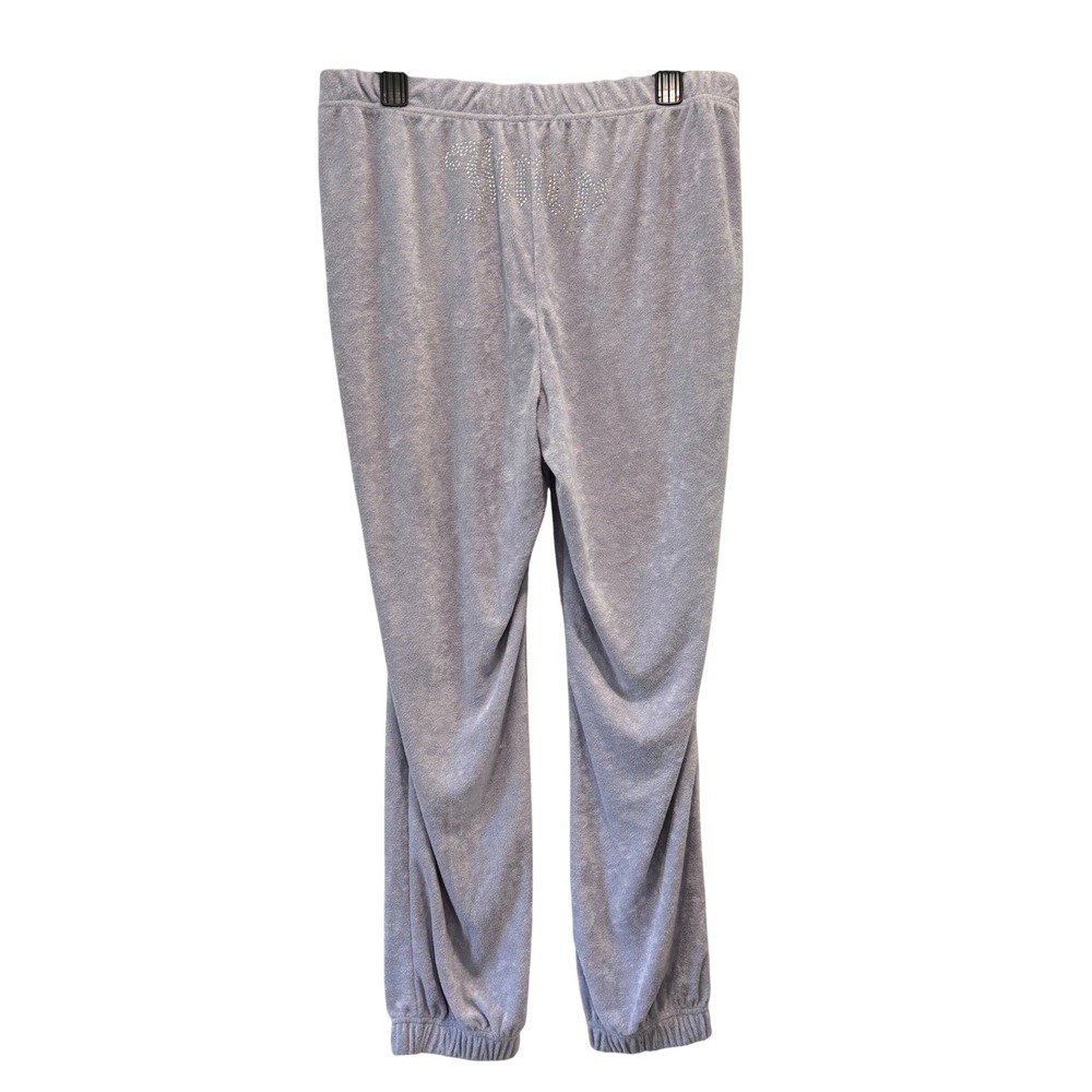 NWOT Juicy Couture Joggers Women L Lavender Terry Rhinestone Logo Y2K Loungewear